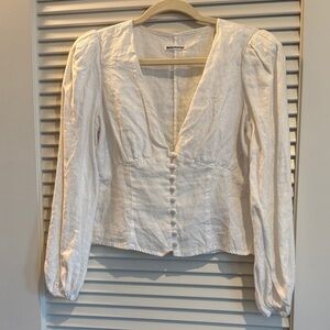 Reformation Cream Button-Front Blouse